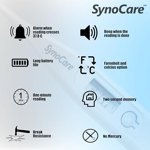 Image of Digital Thermometer With Quick Measurement of Oral, Underarm Temperature in Celsius & Fahrenheit, Water Resistant for Easy Cleaning