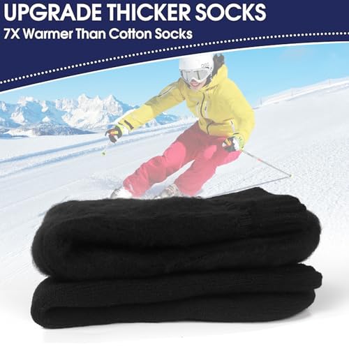 Image of 3 Pairs Winter Socks for Women Thermal Insulated Solid Thick Warm Cozy Crew Socks Christmas Gift