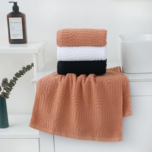 Pidada Hand Towels Set of 4 Striped Pattern 100% Cotton Absorbent Soft Decorative Towel for Bathroom (White) by Pidada - Image 6