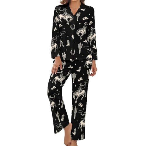 Anceky Conjunto de Pijama de Mujer deAAAAAAlarga con Botones y Bolsillos, 2 Piezas
