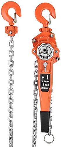 Moligh doll 1-1/2 Ton Lift Lever Block Chain Hoist 5 Feet Chain Come Along Portable Come Along Puller Lift Hoist