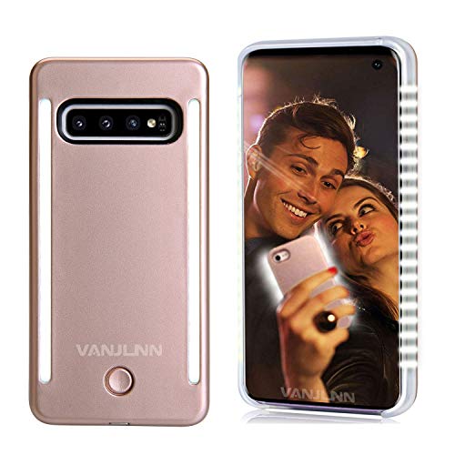 Vanjunn Selfie Light up Case for S10 Plus, LED Light up Case with 2 Sides Rechargeable Back and Front Illuminated Luminous Lights for Samsung S10 Plus,Not for note10(6.3 inch, Rose Gold)
