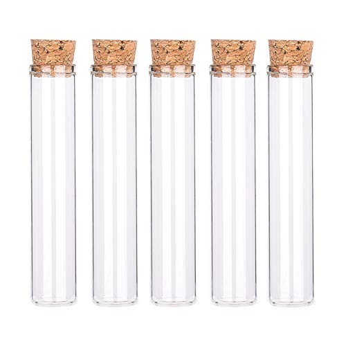 Image of BENECREAT 25 Pack 25ml Glass Tubes Transparent Decoration Bottles with Cork Stoppers for Arts, Crafts and Other Small Projects