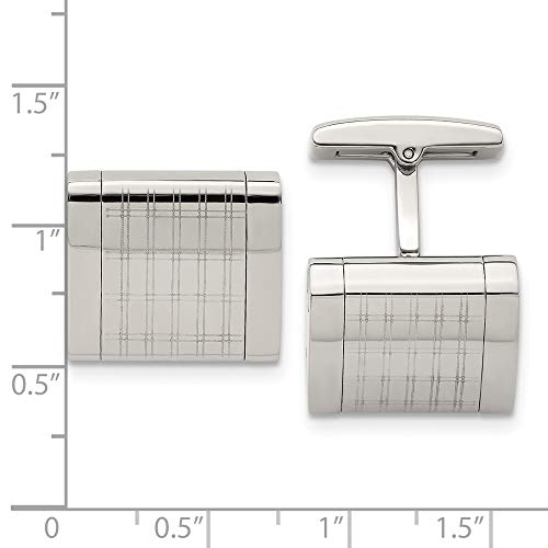 Mancuernillas para hombre de acero inoxidable con diseño láser miniatura 3