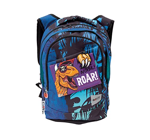 GOPOP 2022 Zaino Estensibile Round T Rex, con schienale 'comfort back', tasca frontale e interna, maniglia in tessuto, GG9K9910, Giochi Preziosi, Multicolore, Taglia unica