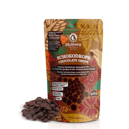 Schokodrops ohne Zuckerzusatz – 300 g – Lower Carb & vegan – mit Erythrit gesüßt – Schoko Drops zum Backen & Naschen – ideal für Lower-Carb & Keto Ernährung