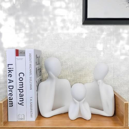 Image of CraftVatika Home Decoration Items for Living Room,Modern Abstract Family Sculpture Set, White Resin Decorative Figurines, 3-Piece Table Decor for Home Office, Artifact for Table,Tabletop Corner Decor