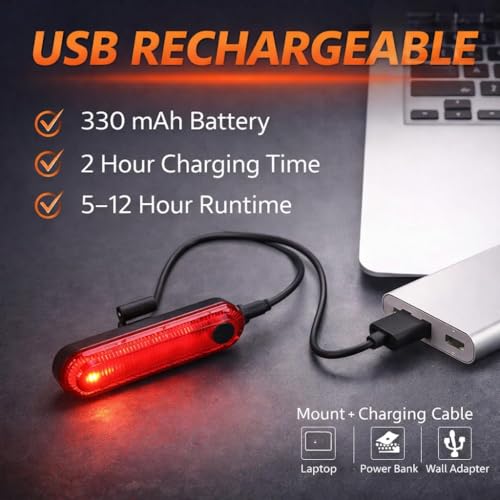 Image of 120 Lumens Rechargeable USB Rear Light Bicycle Cycling Taillight LED Waterproof MTB Road Bike Lamp Rear Light for Bicycle (1)