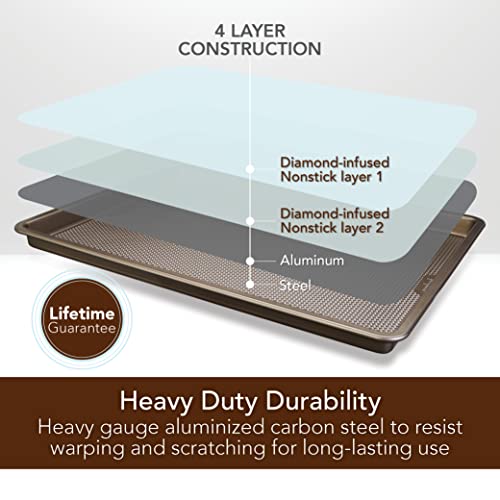 GoodCook Sweet Creations Textured Nonstick Large Cookie Baking Sheet, 17" x 11" x 1", Champagne Pewter - Image 4