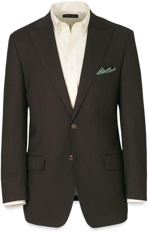 Paul Fredrick Men's Wool Stretch Bengaline Peak Lapel Suit Jacket
