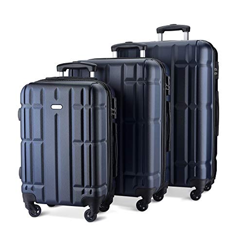 SHOWKOO Luggage Sets Suitcase Spinner Lightweight Durable for Travels 20in 24in 28in(Blue)