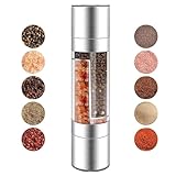 KINTEGOOD 2-in-1 Stainless Steel Salt and Pepper Grinder Set, Double Head Manual Mill, Refillable