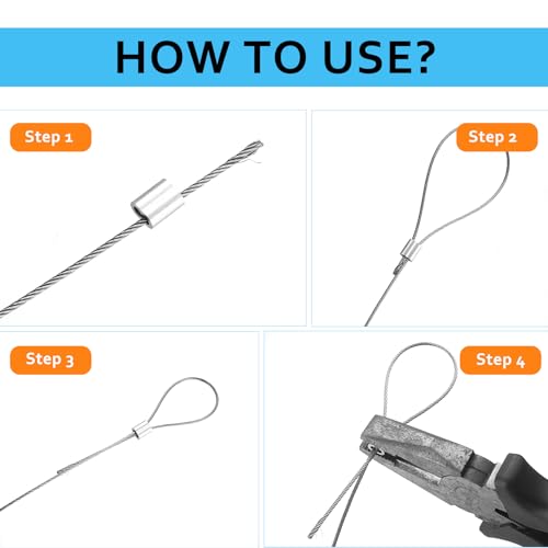 Tenbrachian 288 Aluminium Drahtseilklemmen 1,2mm 1,5mm 2mm 2,5mm 3mm 4mm Würgeklemmen Aluminiumhülsen, Pressklemmen, Quetschhülsen, Doppelhülsen Klemmhülsen, Metallhülsen Crimpschlaufe für Stahlseil