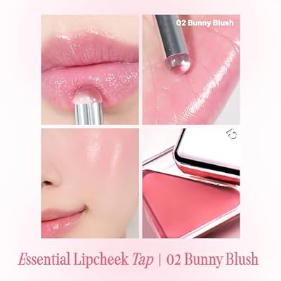 CLIO Essential Lip & Cheek Tap, Pocket Blush, Creamy & Blendable Color For Lips and Cheeks, Contour & Highlight Face, Buildable Dewy & Natural Glow Finish, Non-Greasy, Travel-Sized (01 PEACH FLUSH)