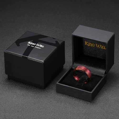 Image of King Will Classic Tungsten Wedding Band for Men, 6 /7 /8 /9 /10mm Widths, Polished Finish Step Edge Matte Rings Comfort Fit