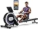 Rowing Machine, MOSUNY Magnetic Rowing Machines for Home Gym with 32 Levels Resistance, Maximum Load of 400 LB, Upgrade to Double Slide Rails, App Supported,Vertical Storage