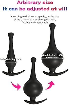 Tapón anal súper largo de 21 cm, consolador inflable grande con tapón anal, cuentas anales con bomba inflable, tapón anal de silicona suave, dilatador extremo, juguetes anales para hombres y mujeres