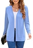 Womens Casual Lightweight Long Sleeve Cardigan Flowy Soft Open Front Knit Cardigan Sweaters (Sky Blue, X-Large)