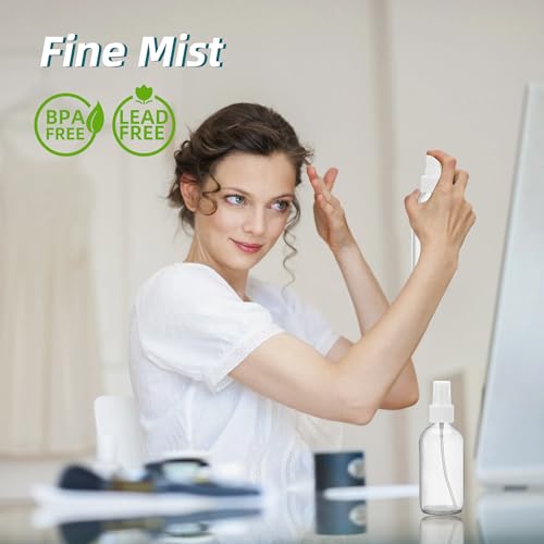 Clear Glass Spray Bottles 4 oz, Small Empty Spray Bottles for Essential Oils, Fine Mist for Face, Hair, Plants, Travel, Perfumes, Cleaning Solutions - 4 Pack2