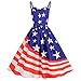 Women's Vintage 4th of July American Flag Dress Retro 1950s 50s Swing A-Line Sleeveless Sling Straps Party Dress Royal Blue
