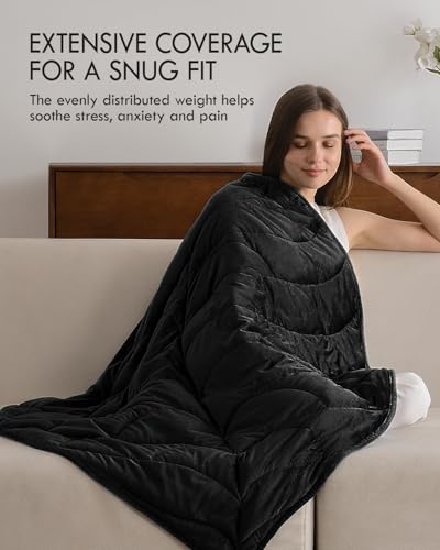 Image of Kaisa Weighted Blanket for Adults (7 lbs, 41 inch x 53 inch),Soft Weighted Lap Blanket Machine Washable, Small Heavy Blankets with Glass Beads for Travel & Sleep,Black