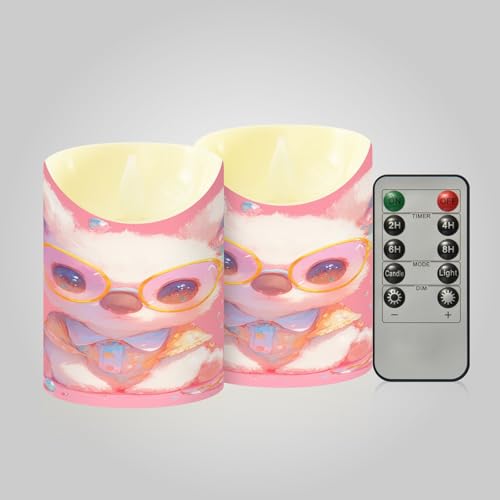 KLL Set di 2 candele natalizie da tavolo a LED, riutilizzabili, a batteria, per chiesa, carino, koala, pesca