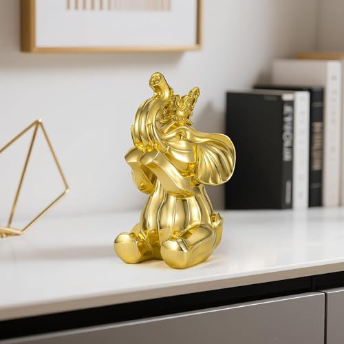 Estatua de elefante de resina dorada 8.2 pulgadas miniatura 7