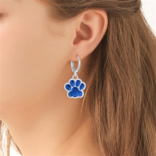 Dreuyet Paw Print Dangle Drop Hoop Earrings for Women Glitter Cute Puppy Dog Paw Hoop Earrings Huggie Charm Cat Paw Earrings Dainty Small Footprint Animal Earrings for Dog Cat Pet Lovers4