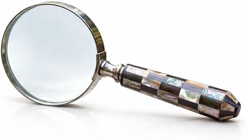 Miniatura 14 de Lupa de nácar Lupa de aumento de 10 veces Lupa de latón hecha a mano con lente de vidrio de 4 pulgadas, estilo antiguo para leer, visión