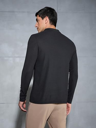 Image of TECHNOSPORT Men Polyester Slim Fit Polo Neck Full Sleeve Matpiq T-Shirt with Patch Pocket for Regular Use