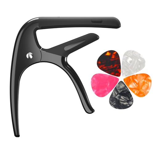 Capodastre pour guitare acoustique, guitare électrique, ukulélé et instruments à cordes, capodastre de guitare, kapo de guitare, pince de guitare (noir)
