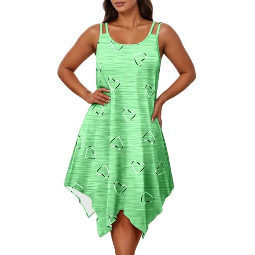 Robe d'été décontractée fluide à motif cœur sans manches pour femme