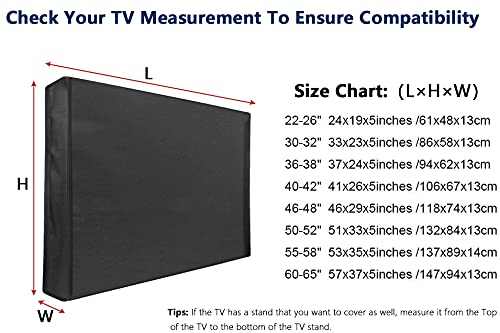 COOSOO Outdoor TV Cover with Clear Front Television Cover Waterproof Universal Protector for LCD LED Plasma Television Sets with Remote Control Pocket Compatible with Standard Mounts Stands (30-32’’) - Image 6