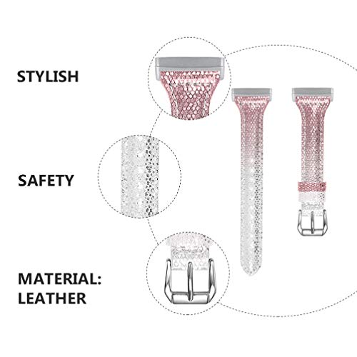 UKCOCO Pulseira de Relógio de Couro Bling Glitter Ajustável Substituições de Pulseira de Relógio de