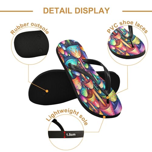 Burbuja Colorful Mushrooms Flip Flops for Women Men, Soft Thong Sandals Rubber Slippers for Pool Beach Essentials3