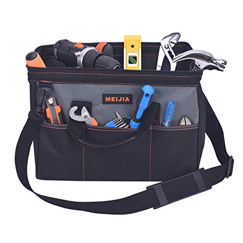 Meijia Portable Waterproof Tool Bag, Wide Mouth Open, Multi Inside Pockets For Tool Storage(14") #TOP24