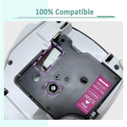 Labelwell 6x kompatybilna z D1 45013 2056086 2056090 2056091 2056094 2056098 12mm Taśma do LabelManager 160 280 300 360D 420P 450D 500TS 120P LM160 LM280 Dynmo LabelPoint 200 250 300