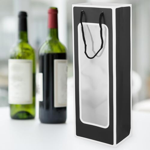 Bolsas de vino negras HONYUET elegantes con ventana para regalos en fiestas de empresa 7