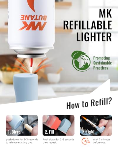 MK Candle Lighter, Butane Refillable Wind-Resistant Flame, 4-Pack for BBQ, Camping, Outdoor Use (Earthy-4PC)