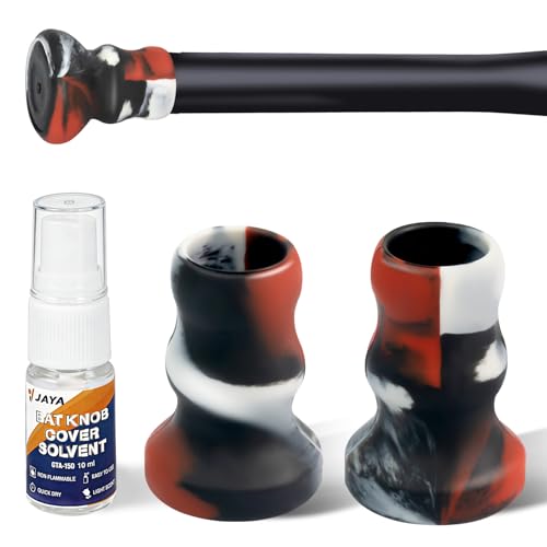 JAYA 2 Pack Bat Knob Taper, Exclusive Installation Lubricant, Easy Installation Bat Knob Taper, Increased Bottom Protection, Ergonomic Design, for Enhanced Grip and Protection, Black-Red