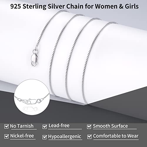 Jewlpire 925 Sterling Silver Chain For Women Girls 0.8Mm Box Chain Lobster Claw Clasp - Italian Necklace Chain thumb #1