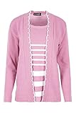 Be Jealous Women's Knitted Jumper Open Front Inserted Twin Stripes Cardigan Top