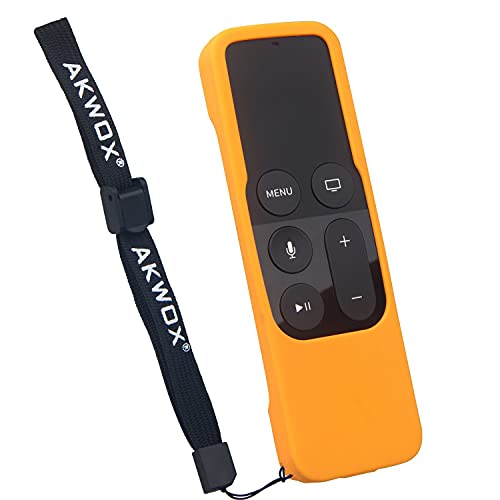 Remote Case For Apple Tv 4Th/4K 5Th Generation, Akwox Light Weight [Anti Slip] Shock Proof Silicone Remote Cover Case With Lanyard (Orange)-Not For New Apple 4K Tv Series 6Th Gen 2021 #TOP6