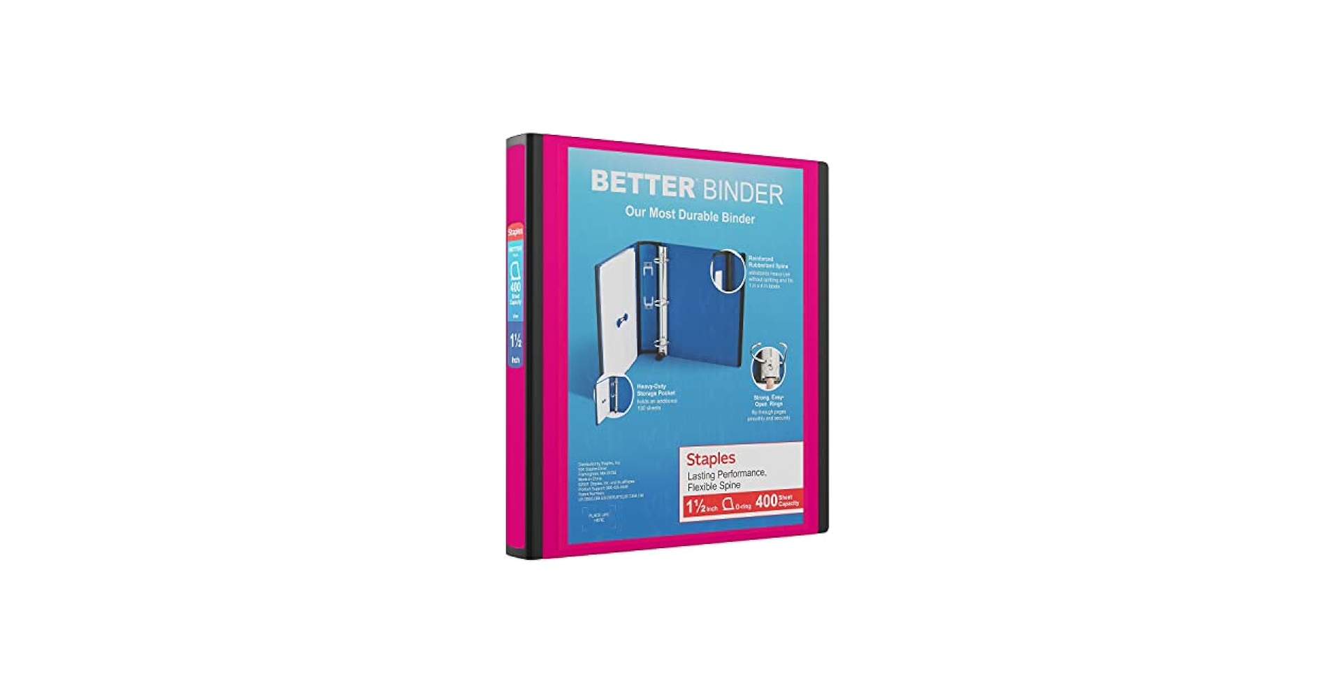 Amazon.com : Staples 1 1/2-inch 3-Ring Better Binder, Pink