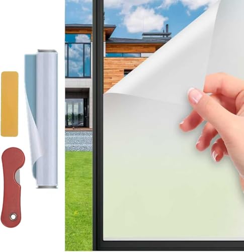 POKYGO 90x600 CM Película de Privacidad para Ventanas,Vinilos para Ventanas Privacidad,Película de Vidrio Esmerilado,Sin Pegamento Adherencia Electrostática,Anti UV,Aplicación Fácilpara Baño Oficina