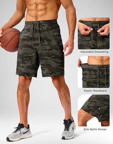 Image of Soothfeel Men's Running Shorts with Zipper Pockets 9 inch / 7 inch / 5 inch Quick Dry Eight Basketball Gym Workout Athletic Shorts