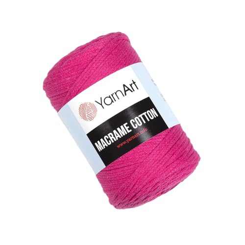 YarnArt Macrame Cotton – 80% Cotton, 20% Polyamide Macrame Cord, Medium Weight, 8.8 oz (250g), 246 yds – Knitting, Crochet & Unique Macrame Crafts, Fuchsia