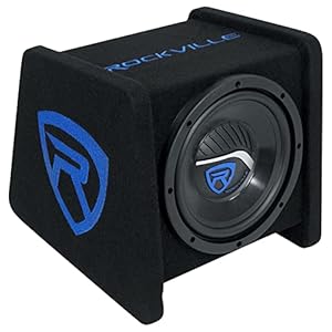 Rockville RV8P 8″ 400w Car Audio Subwoofer in Vented Sub Enclosure Box – 4 Ohm,Black