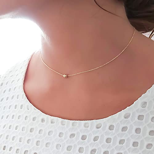 Annika Bella Choker Necklace For Women, Length 13-16 Inches, Sterling Silver Or Gold, Everyday Necklaces, Ball Bead Charm Chokers thumb #2