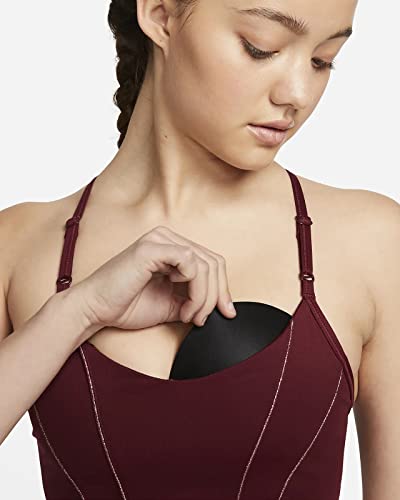 Nike Yoga Indy Women's Light-Support Padded Metallic Tape Sports Bra Dark Beetroot/Night Maroon (As1, Alpha, S, Regular, Regular, Small) #TOP4